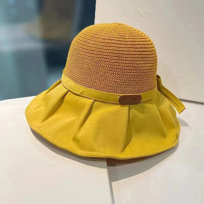 Women's Wide Brim Bucket Hat – UV Protection Beach Sun Cap Women's Sun Hat Axl Yellow