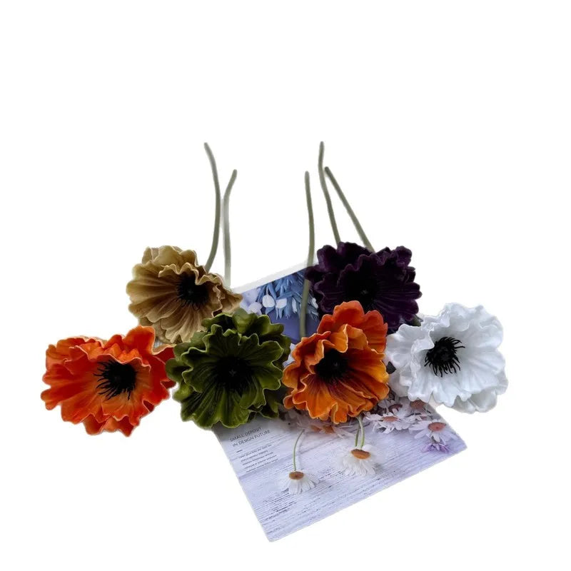 10 PU Poppy Artificial Flower Stems 39cm – Wedding & Home Decor Artificial Flower Stems Axl