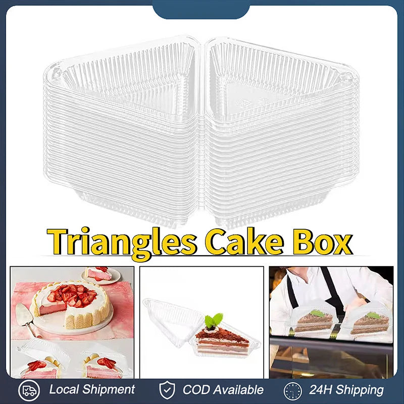 Triangle Slice Cake Clamshell Boxes – Clear Plastic 50/100/150 Pack Cake Slice Container Axl