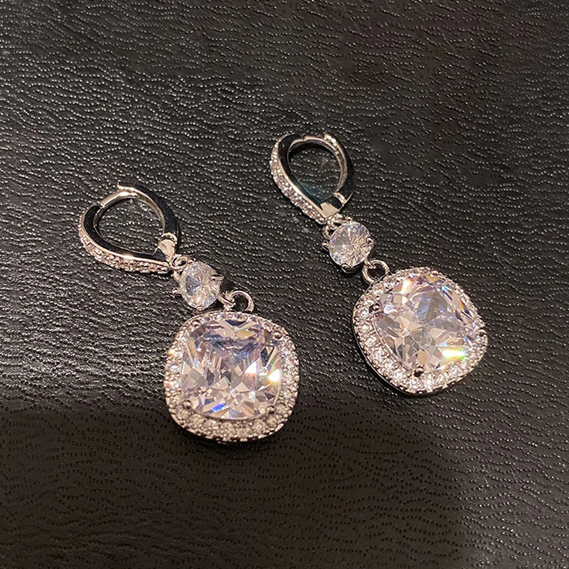 Huitan CZ Drop Earrings – Bridal & Wedding Silver Jewelry Drop Earrings Axl