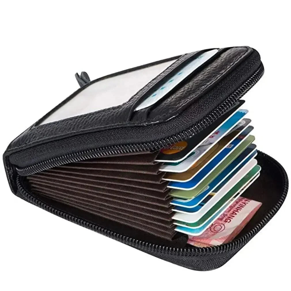 Korean Accordion Card Wallet – PU Leather Zipper Organizer Card Wallet Organizer Axl