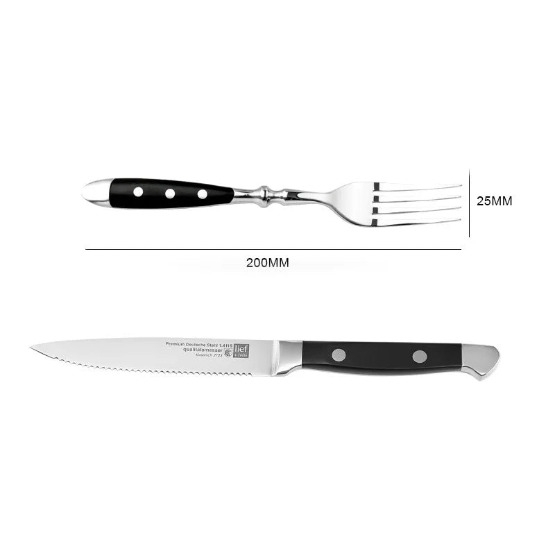Classic Steak Knife Set – German Steel Serrated Blades Steak Knife Set Axl Steak knife fork China Mainland