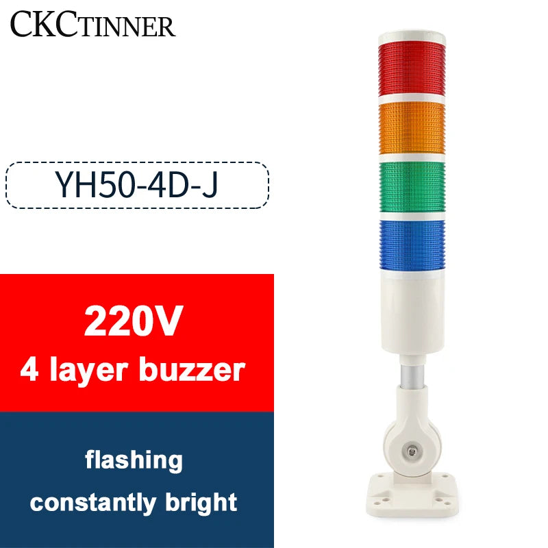 YH50-J Stack Tower Alarm Light 1-5 Layer Warning Lamp Buzzer Stack Tower Alarm Light Axl YH50-4D-J 220V