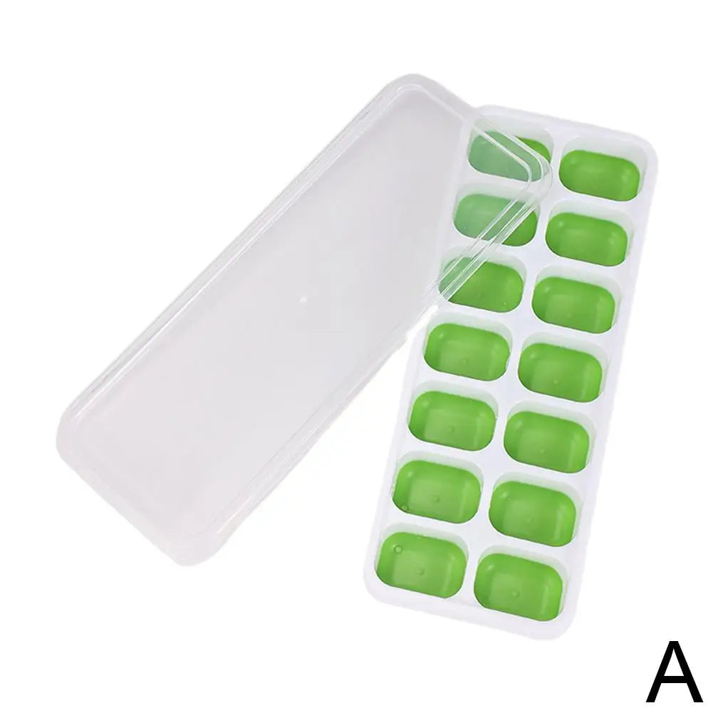 Silicone Ice Cube Tray with Lid – 14-Cube Stackable Mold Silicone Ice Tray Axl A