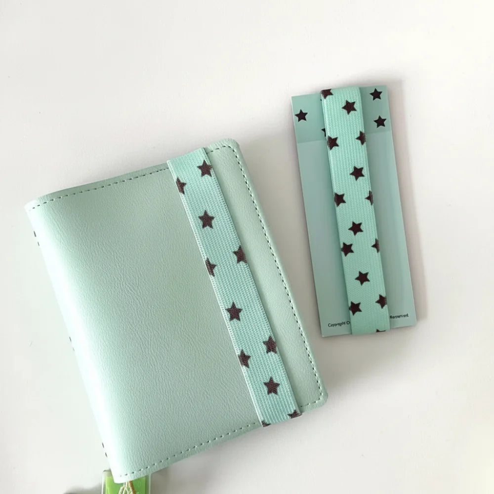 Elastic Notebook Straps for A7 M5 Planner & Scrapbook | Kawaii Planner Notebook Strap Axl Green Star