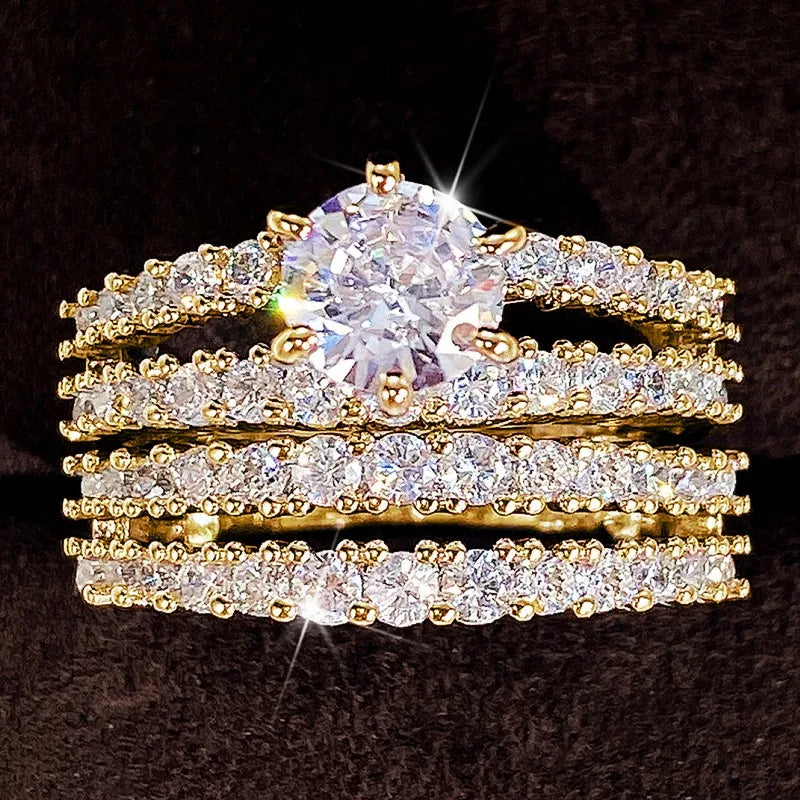 Huitan 2-Piece Cubic Zirconia Bridal Ring Set for Women Bridal Ring Set Axl