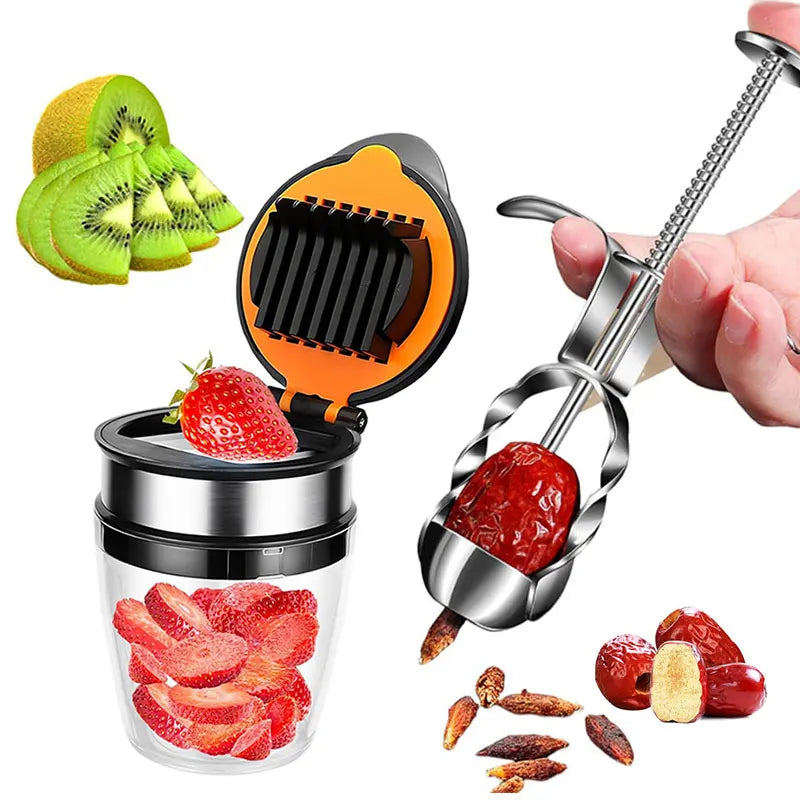 Stainless Steel Fruit Slicer Cup – Strawberry, Banana & More Fruit Slicer Cup Axl