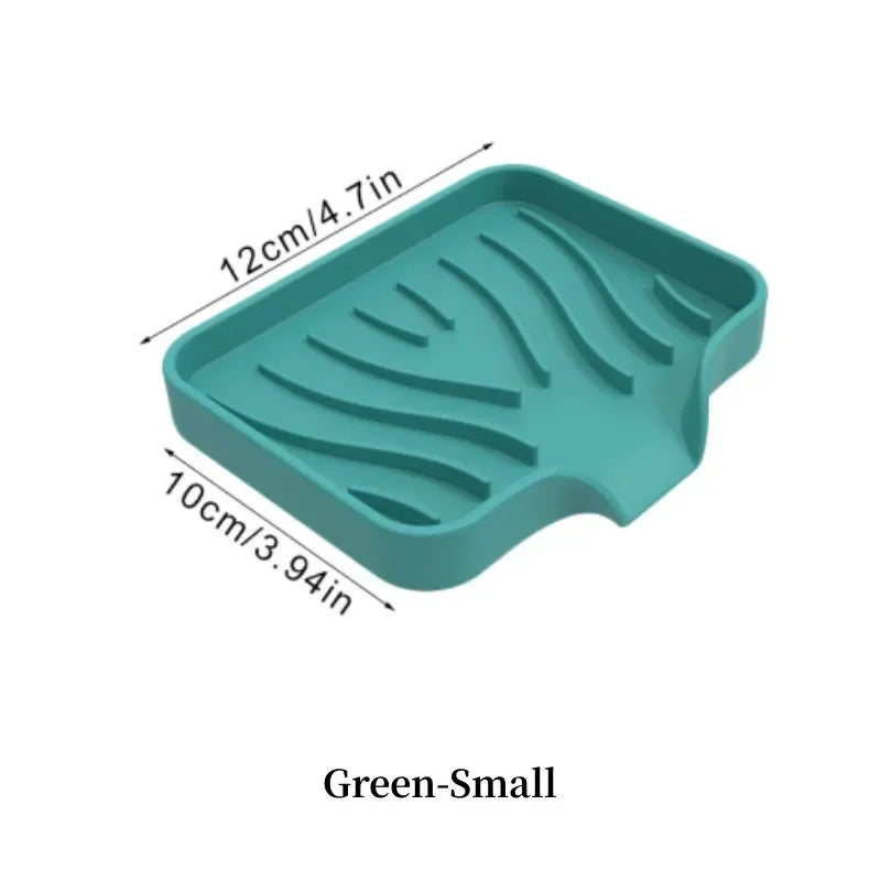Silicone Soap Dish with Drain | Anti-Slip Sink Tray Soap Dish Tray Axl Green Small-1