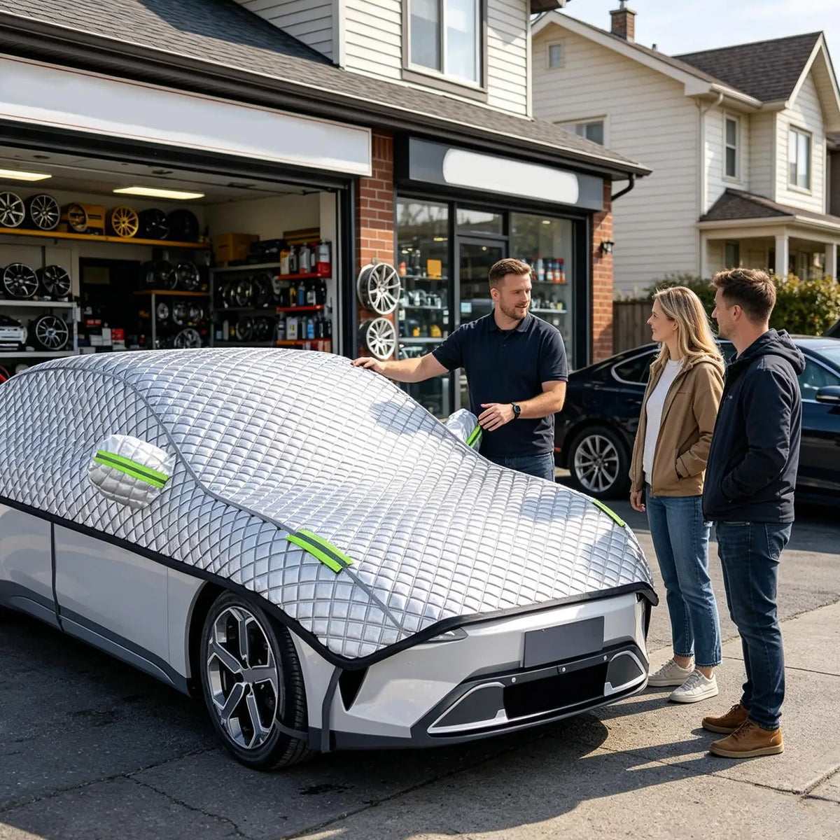 Half Car Cover – UV, Rain, Snow & Frost Shield for Sedans Half Car Cover Axl