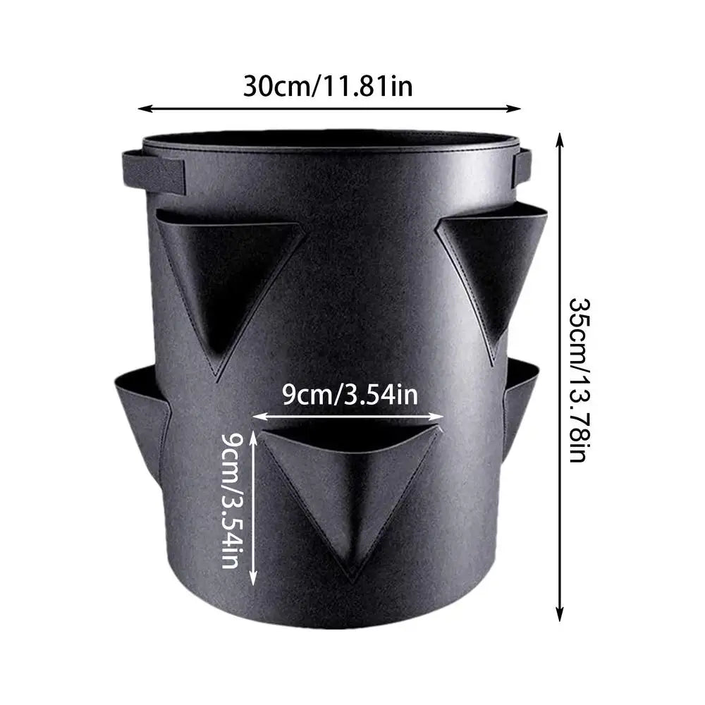 7 Gallon Strawberry Grow Bag with 6 Side Pockets | Fabric Planter Fabric Grow Bag Axl Black