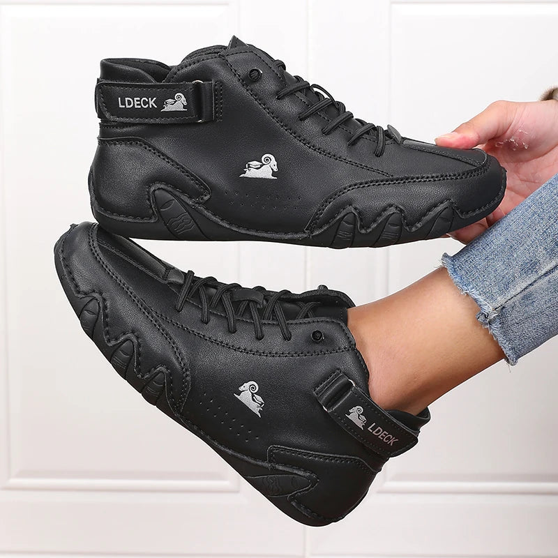 AZGB Women's Waterproof Flat Ankle Boots – Lace-Up Casual Women's Ankle Boots Axl