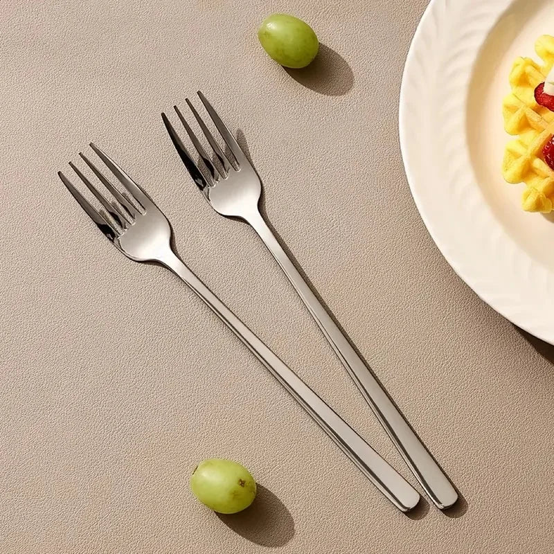 6-Piece Stainless Steel Cutlery Set – Long Handle Fork & Spoon Flatware Cutlery Set Axl