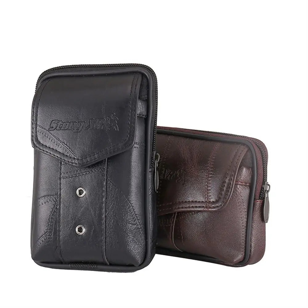 Men's Cowhide Leather Phone Pouch – Belt Waist Bag Leather Phone Pouch Axl
