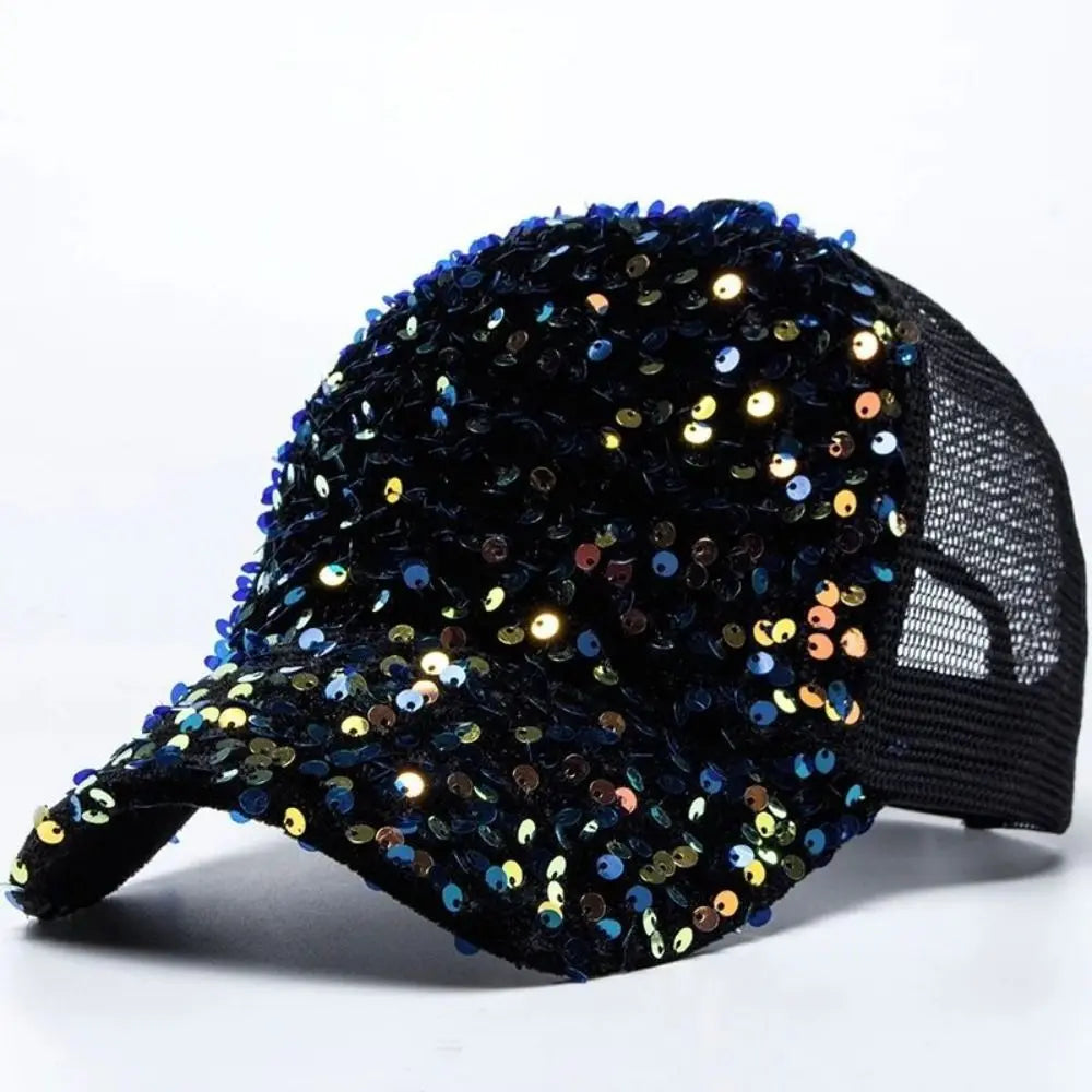 Sequin Baseball Cap – Shiny Glitter Peaked Sun Hat for Women Sequin Baseball Cap Axl