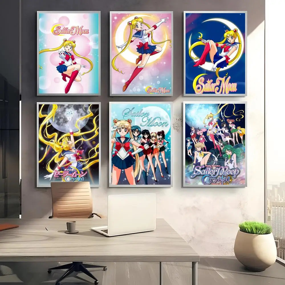 Sailor Moon Anime Self-Adhesive Poster Sticker | Wall Art Decor Anime Wall Poster Axl