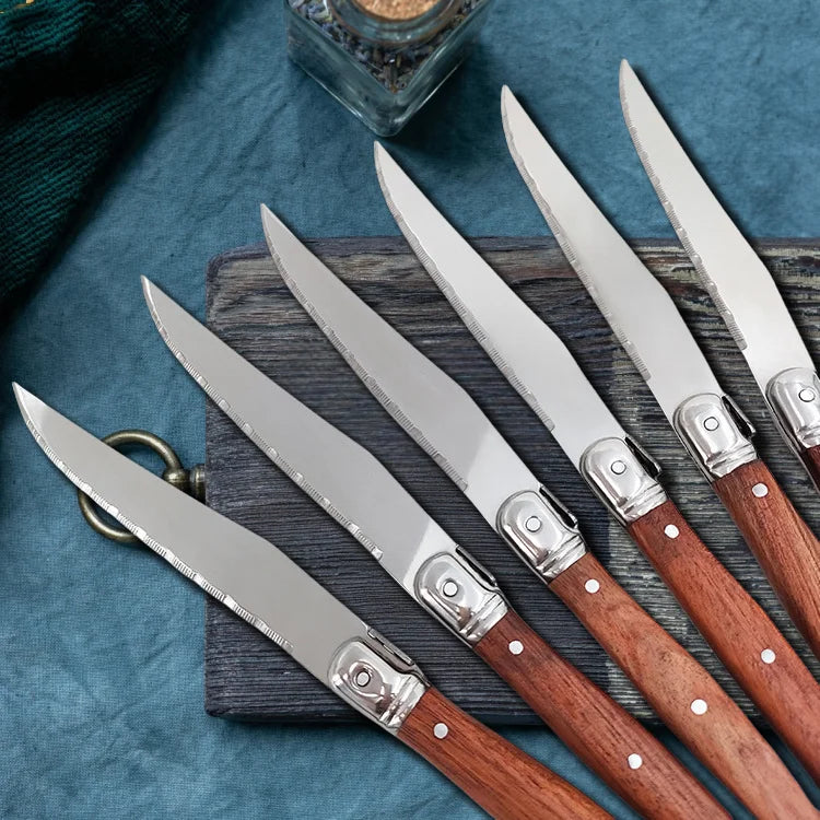 Serrated Steak Knives Set 1–8 Pc | Full Tang Wood Handle Steak Knife Set Axl