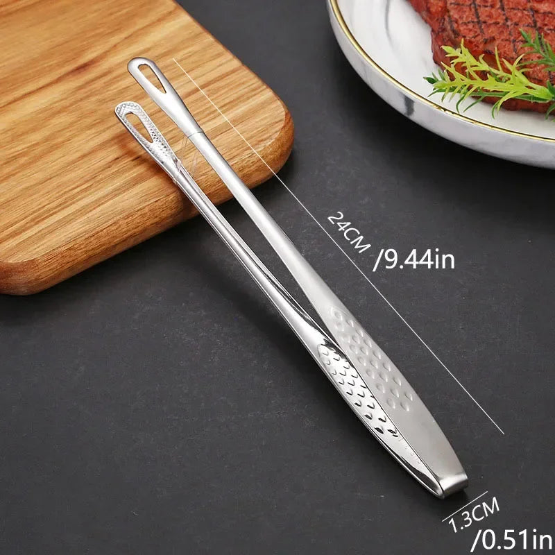 304 Stainless Steel BBQ Tongs | Korean Grill Food Clip BBQ Kitchen Tongs Axl M