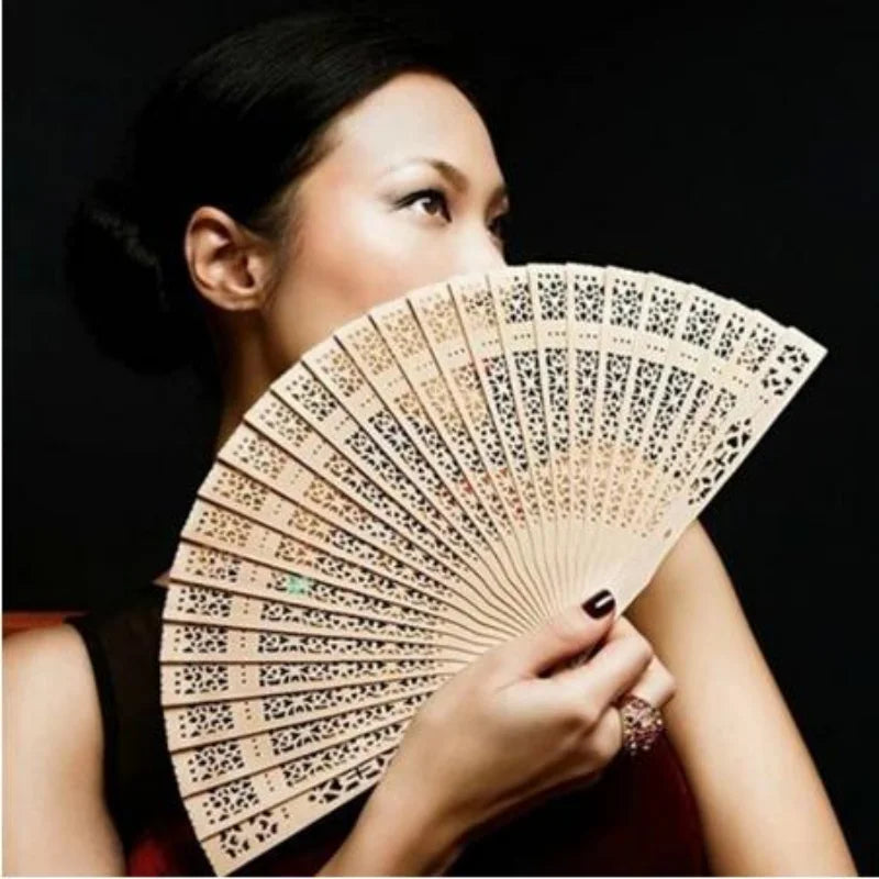 Sandalwood Folding Hand Fan 20cm – Hollow Wooden Carved Fan Decorative Hand Fan Axl