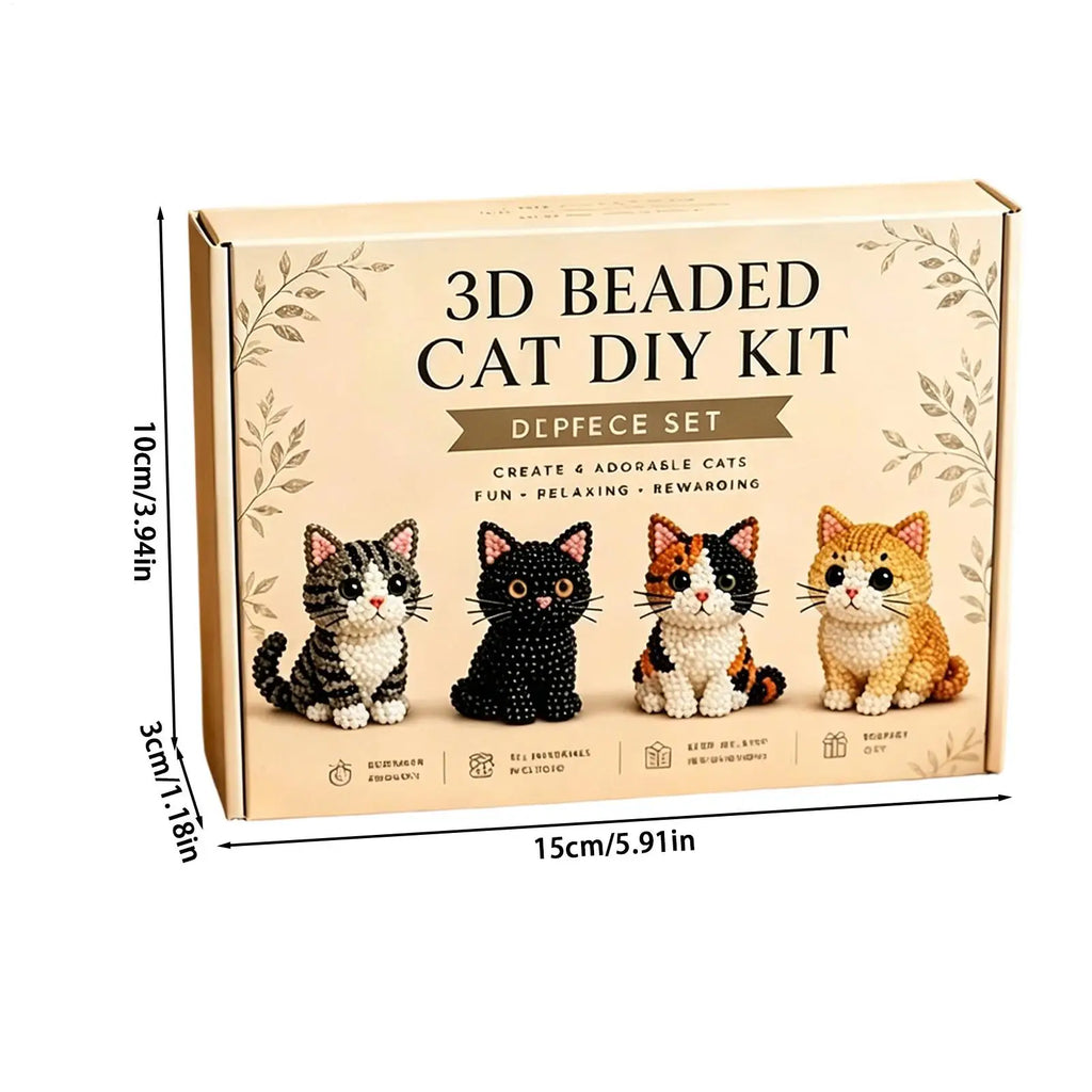 3D Cat DIY Beading Kit – Beginner Animal Bead Craft Set DIY Bead Craft Kit Axl