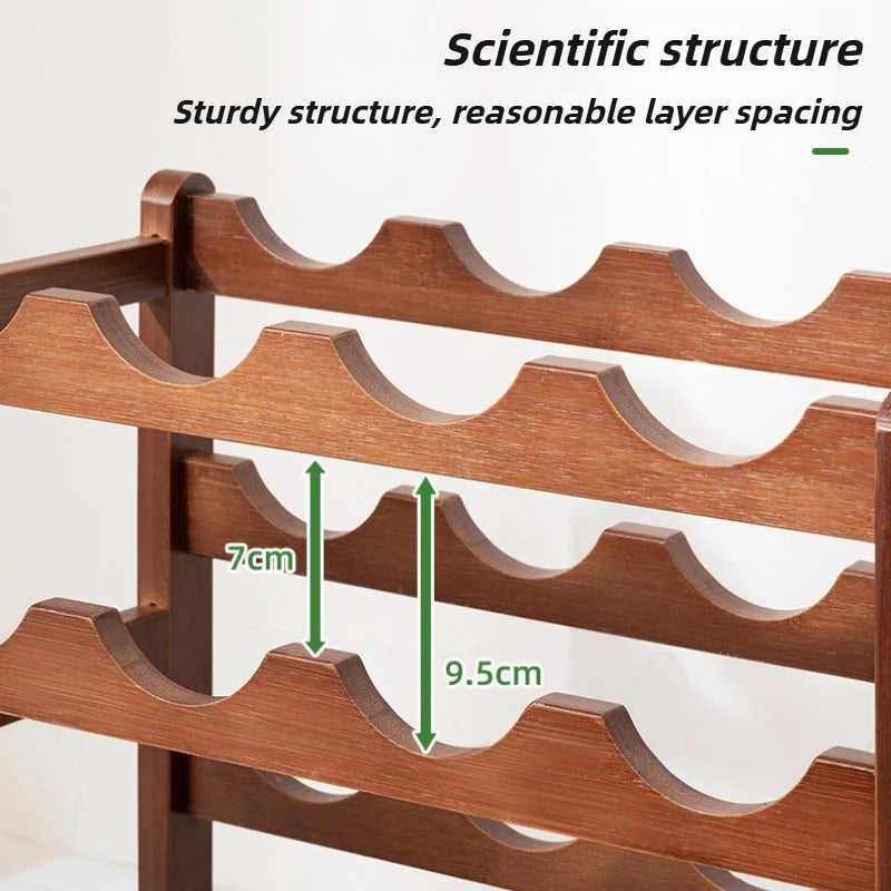 Bamboo Wine Rack Multi-Grid Bottle Organizer & Display Stand Bamboo Wine Rack Axl