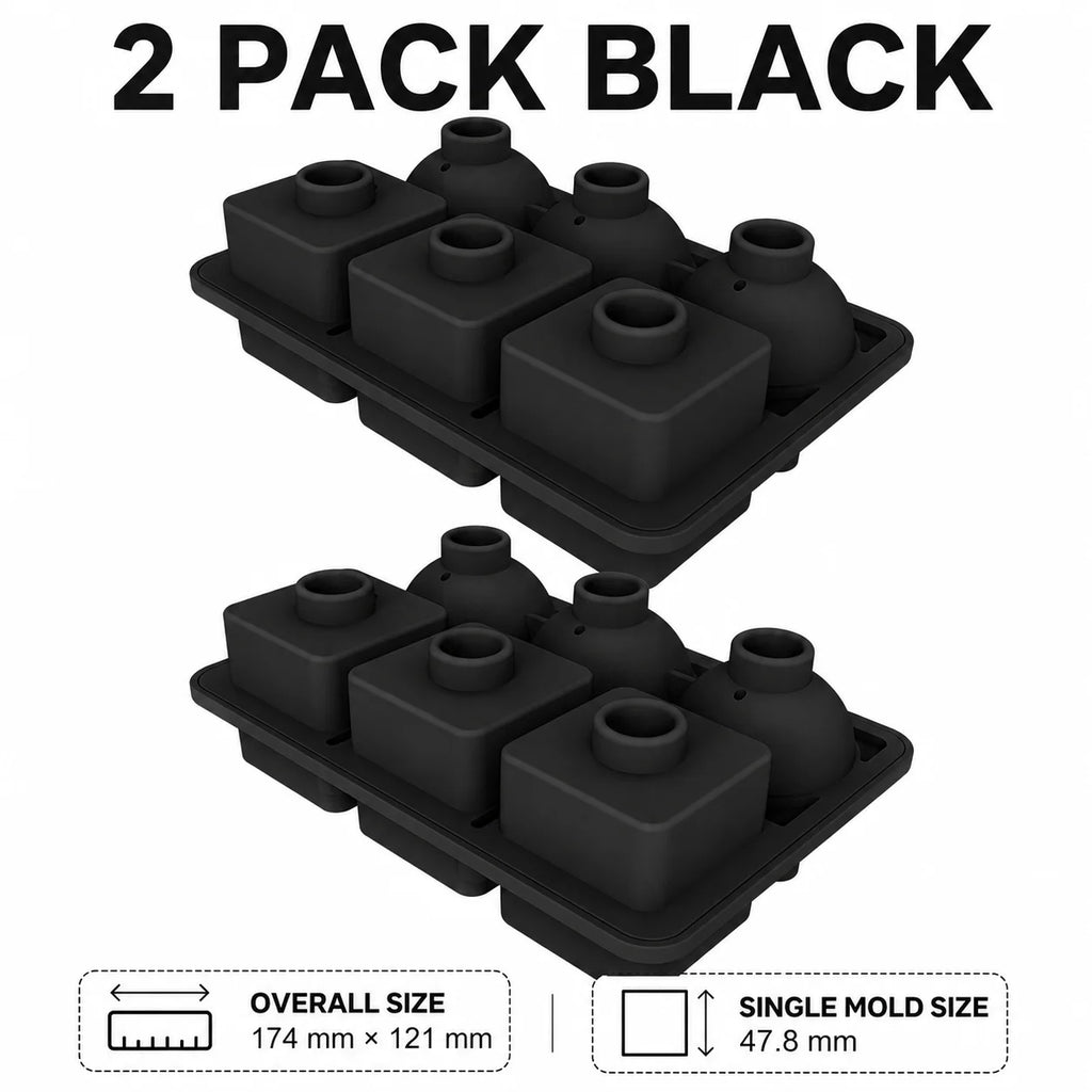 3D Diamond Silicone Ice Cube Tray 6 Cavity – Whiskey & Cocktails Silicone Ice Cube Tray Axl 2 Pack Black