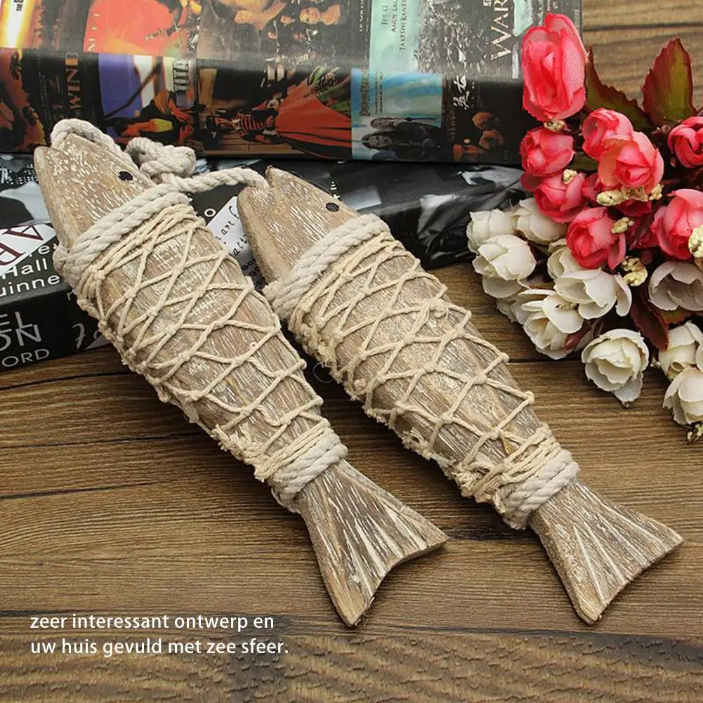 Hand-Carved Wood Fish Wall Sculpture – Nautical Decor Set of 2 Wood Wall Sculpture Axl