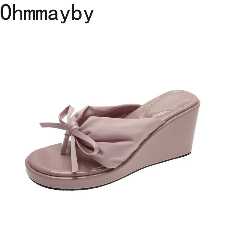Women's Platform Wedge Slides – Clip Toe Summer Slippers Platform Wedge Slides Axl