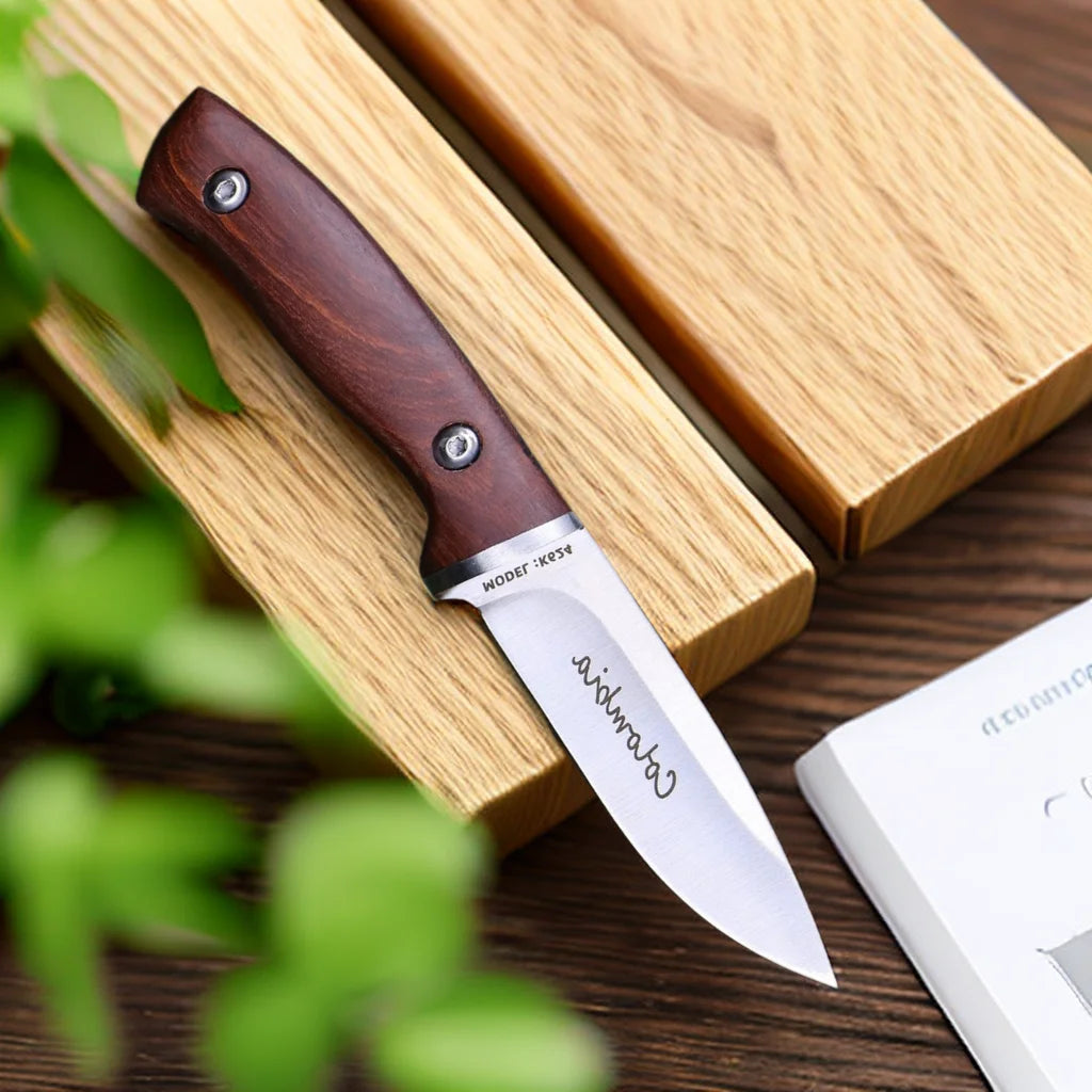 Portable Fruit Knife – Rosewood Handle & Sheath | 4RC15 Steel Kitchen Utility Knife Axl