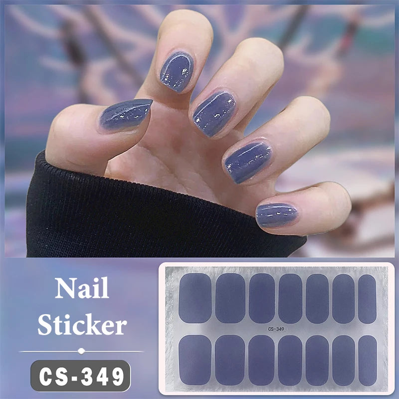 Waterproof Full Cover Nail Wraps – No-Lamp Nail Stickers 14pc