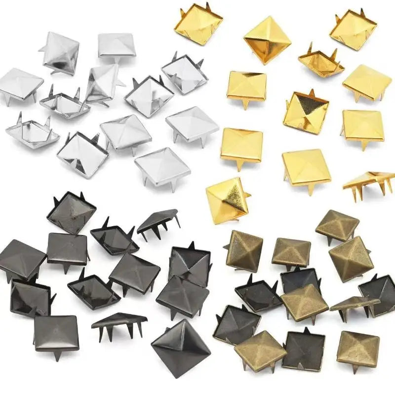 100Pcs Pyramid Metal Studs 4-Prong Punk Spikes DIY Rivets Metal Studs Rivets Axl