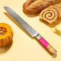 Damascus Steel Serrated Bread Knife – Sharp 19cm Slicing Knife Serrated Bread Knife Axl Bread Knife