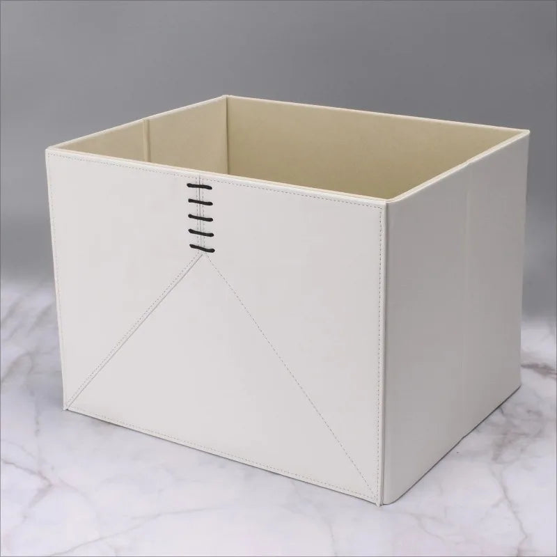 Foldable Leather Storage Box – 50L Large Closet Organizer Bin Foldable Storage Box Axl White