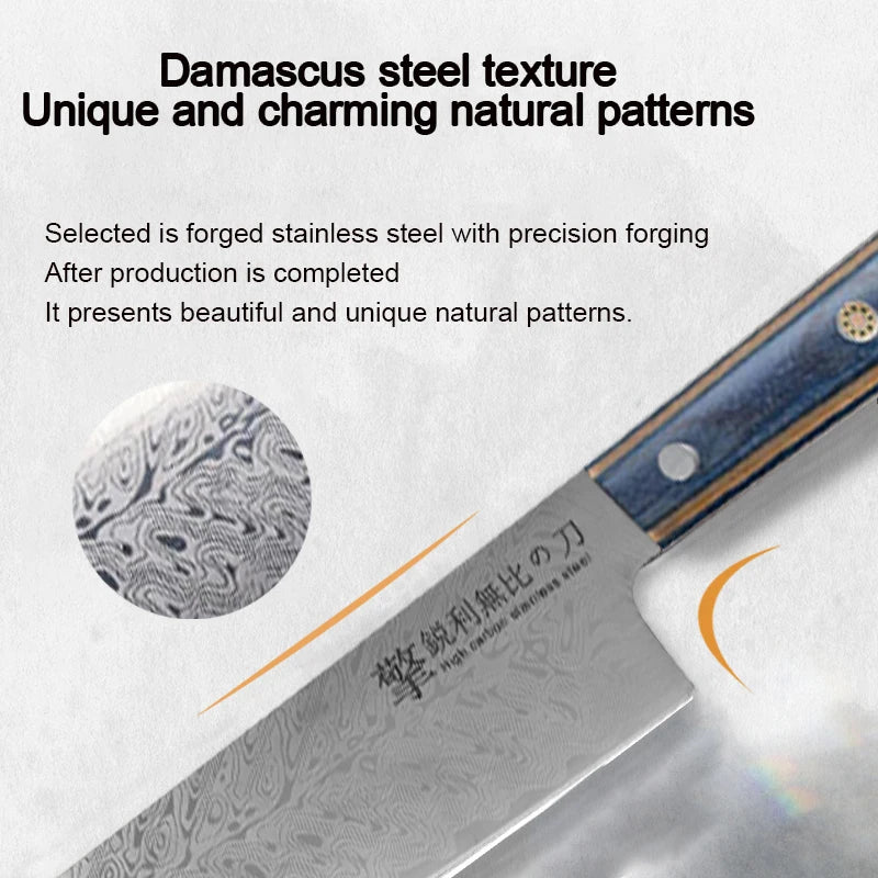 Damascus Steel Chef's Knife – Japanese-Style Wooden Handle 20cm Damascus Chef's Knife Axl