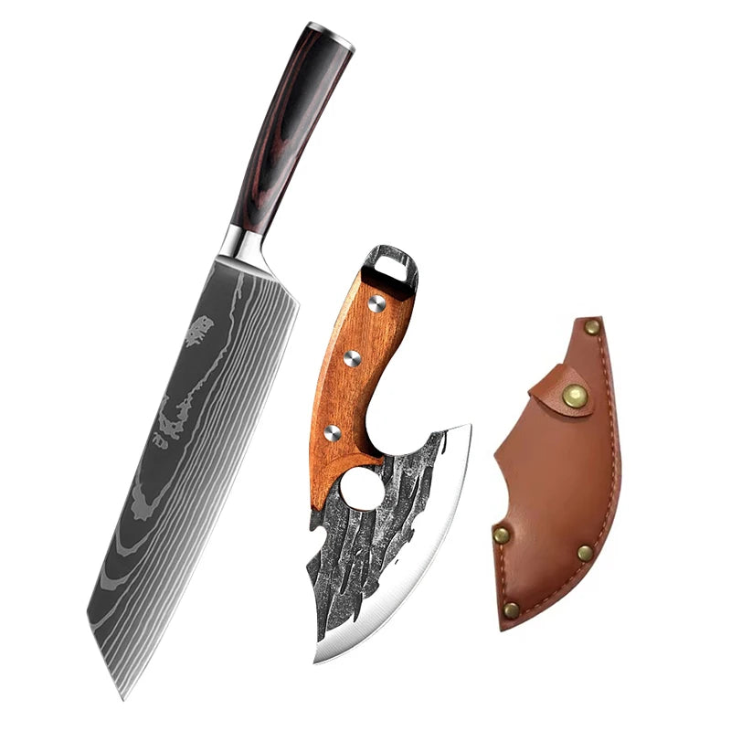 InLeung Damascus Chef Knife – Sharp Stainless Steel Kitchen Blade Chef Kitchen Knife Axl cleaver knife BD