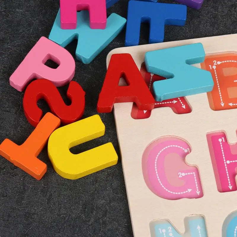 Wooden Alphabet & Number Montessori Puzzle – Kids Learning Toy Wooden Learning Puzzle Axl