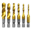 6-Piece HSS Titanium Tap & Drill Integrated Set | Gold Coat Tap & Drill Set Axl Gold-1set