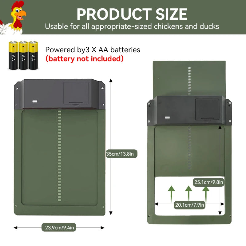 Automatic Chicken Coop Door Opener – Light Sensor Battery Powered Automatic Coop Door Axl