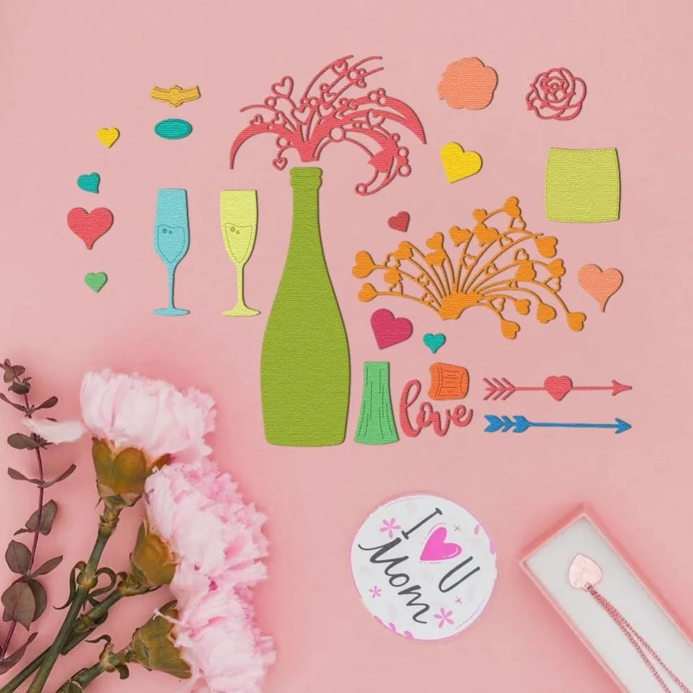 Champagne Love Die Cuts – Celebration Frame Scrapbooking Stencils Scrapbooking Cutting Dies Axl