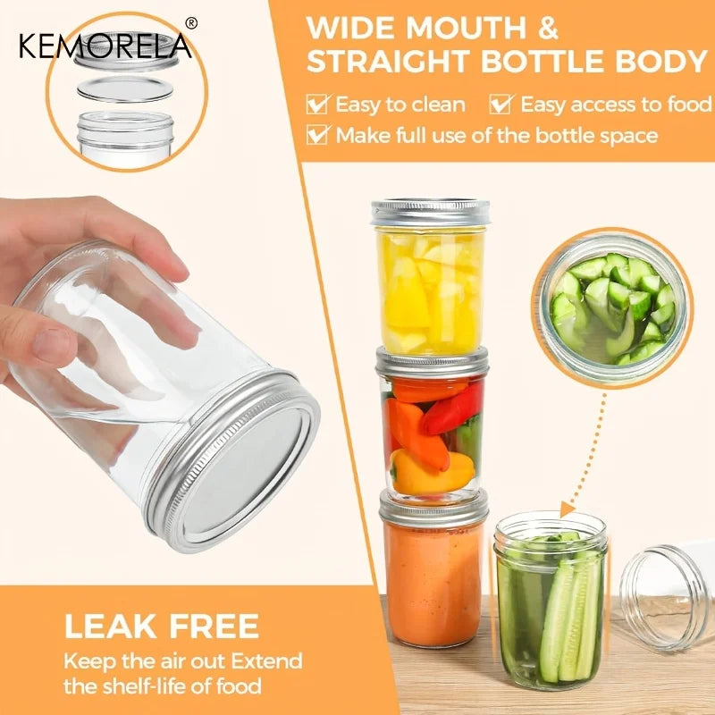 KEMORELA 350ml Glass Mason Jars with Lids – 4 Pack Canning Set Glass Canning Jars Axl