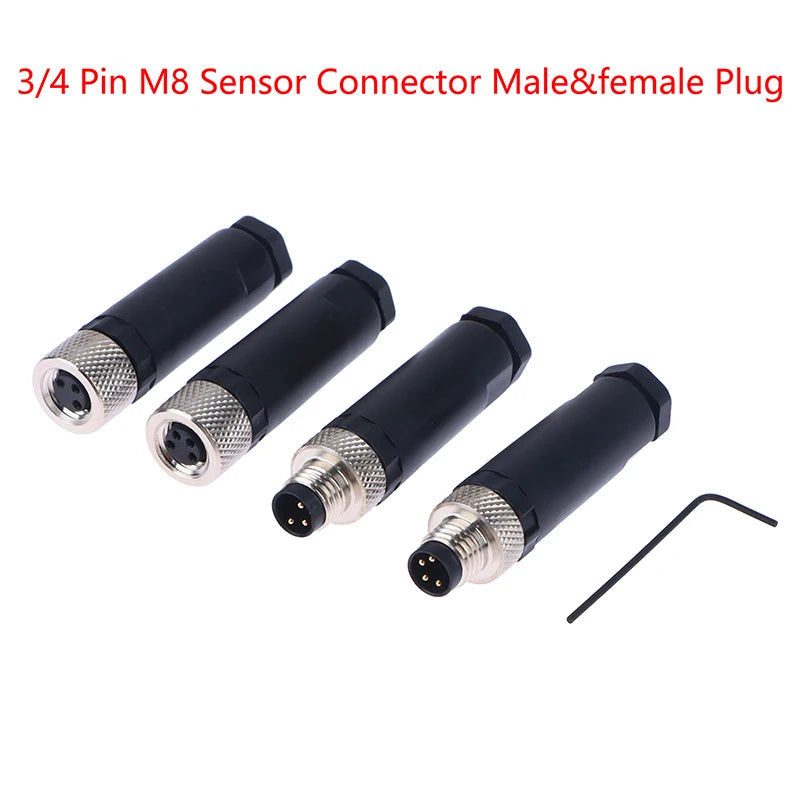 M8 Waterproof Sensor Connector – 3 & 4 Pin Male Female Plug Sensor Connector Axl