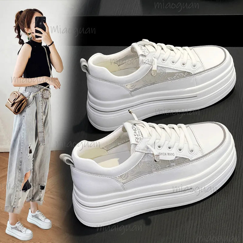 Women's 7CM Platform Sneakers – Slip-On Height Boosting Shoes Platform Sneakers Axl