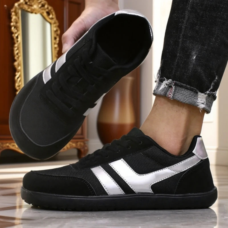 ZULIWAGN Barefoot Wide Toe Sneakers – Unisex Walking Shoes Barefoot Sneakers Axl Black Sliver 43