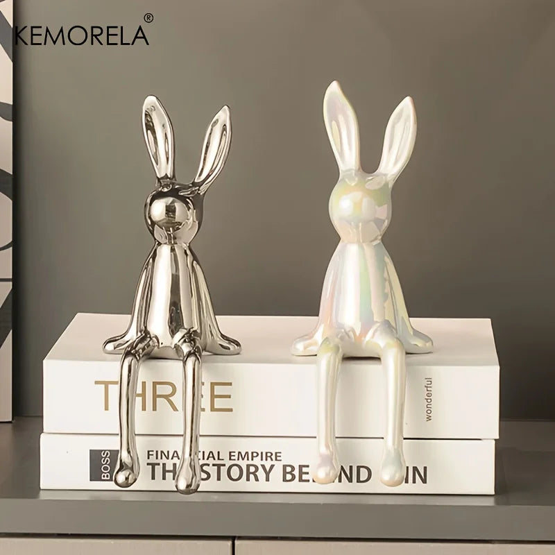Ceramic Long-Eared Rabbit Statue | Luxury Home Décor Ornament Decorative Figurine Axl
