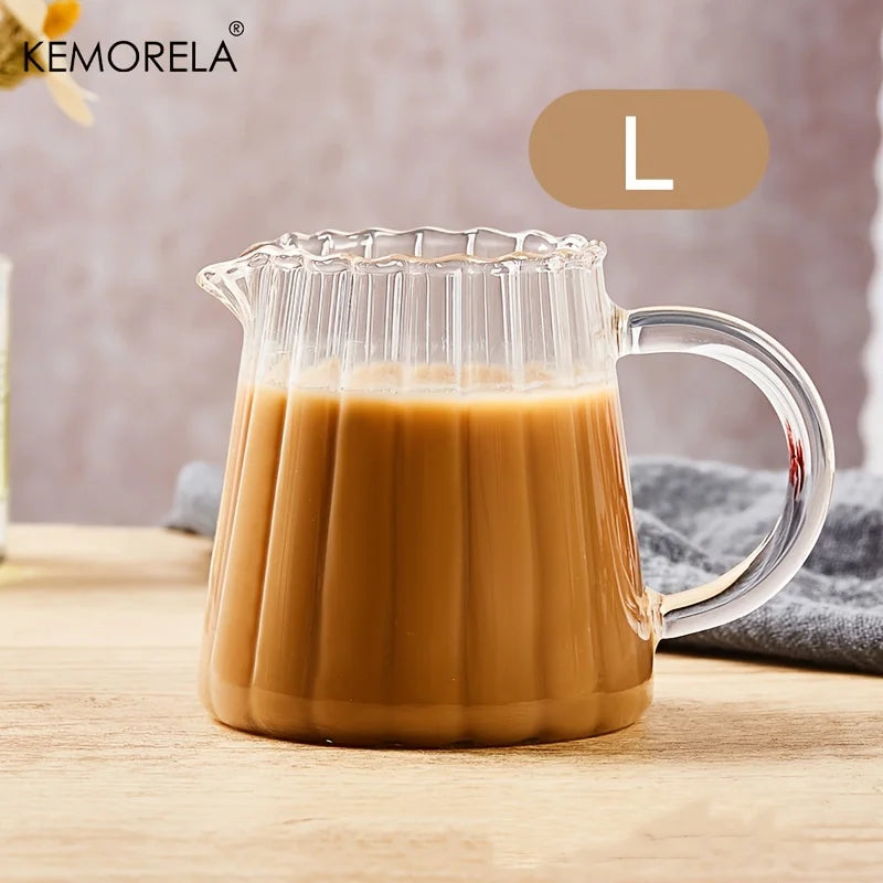 KEMORELA Retro Striped Glass Creamer Jar | Mini Coffee Cup Glass Creamer Jar Axl L 100ml