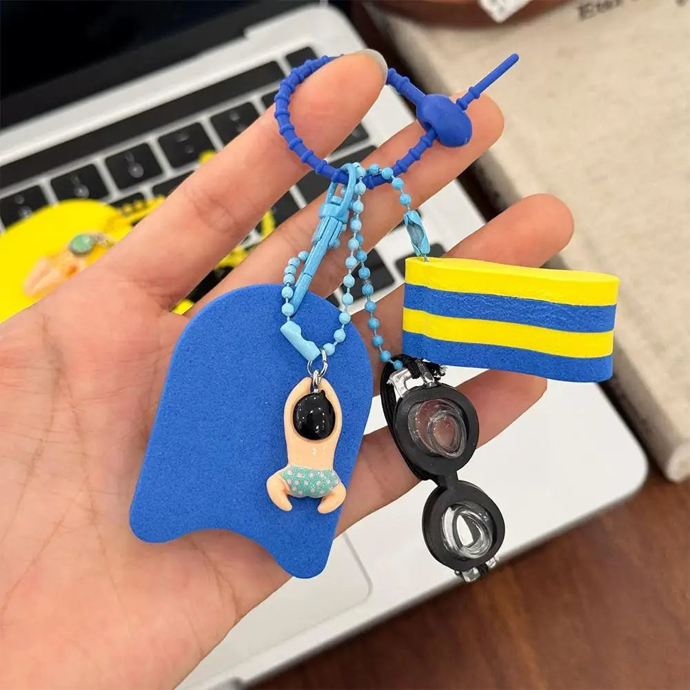 Swim Themed Keychain – Mini Goggles, Kickboard & Swimmer Charm Sports Keychain Axl