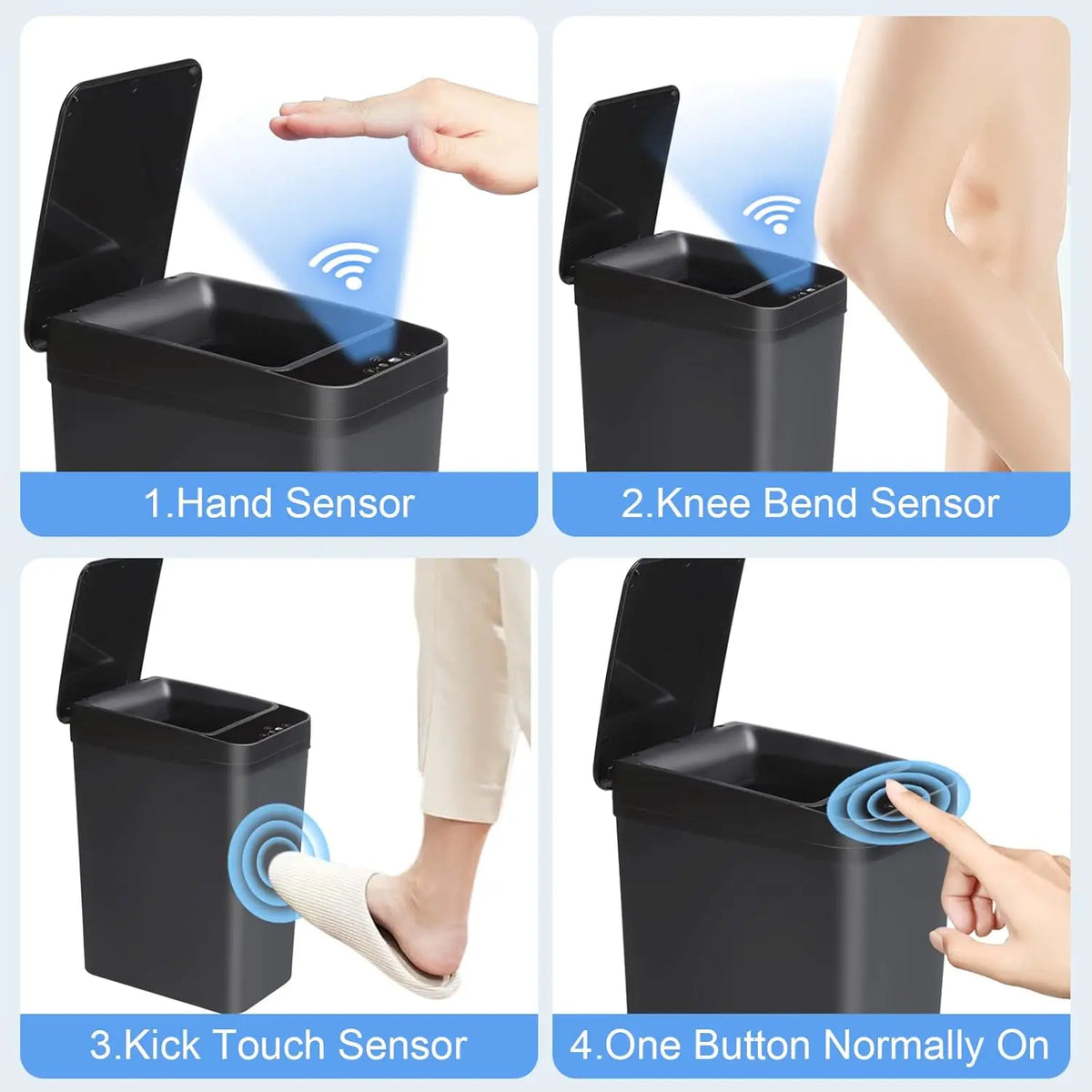ONEKA Slim Motion Sensor Trash Can with Lid | Bathroom & Kitchen Motion Sensor Trash Can Axl
