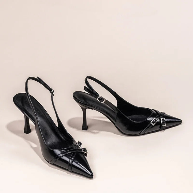Women's Stiletto Sandals – Crystal Buckle Pointed Toe Pumps Stiletto Heeled Sandals Axl
