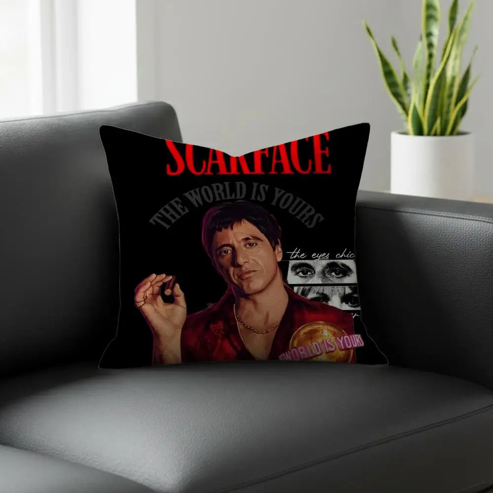 Scarface Linen Cushion Cover | Movie Print Pillowcase Set Decorative Cushion Cover Axl White6 30X30cm