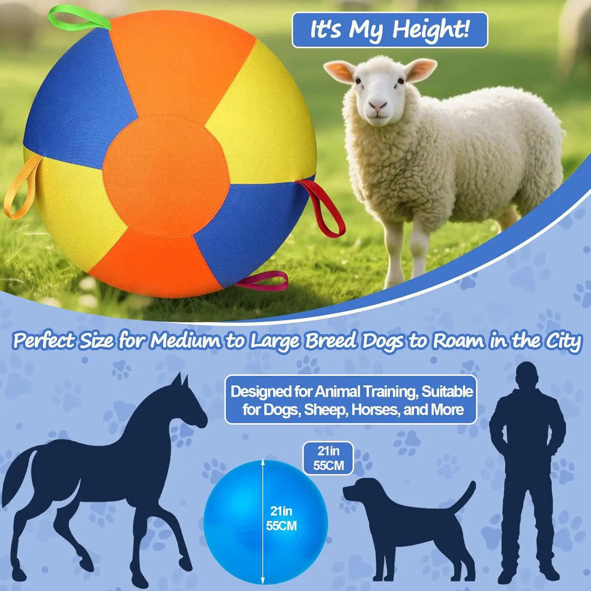 Dog Herding Ball with Handle – Tear-Resistant Inflatable Toy Dog Herding Ball Axl