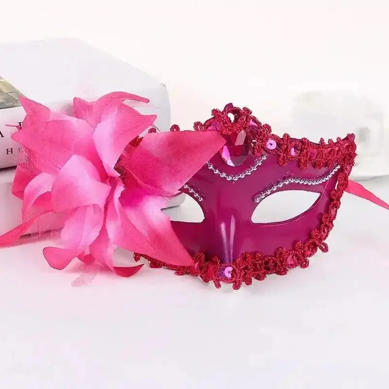Lace Half Face Mask – Lily Flower Cosplay & Party Accessory Cosplay Face Mask Axl Rose Red